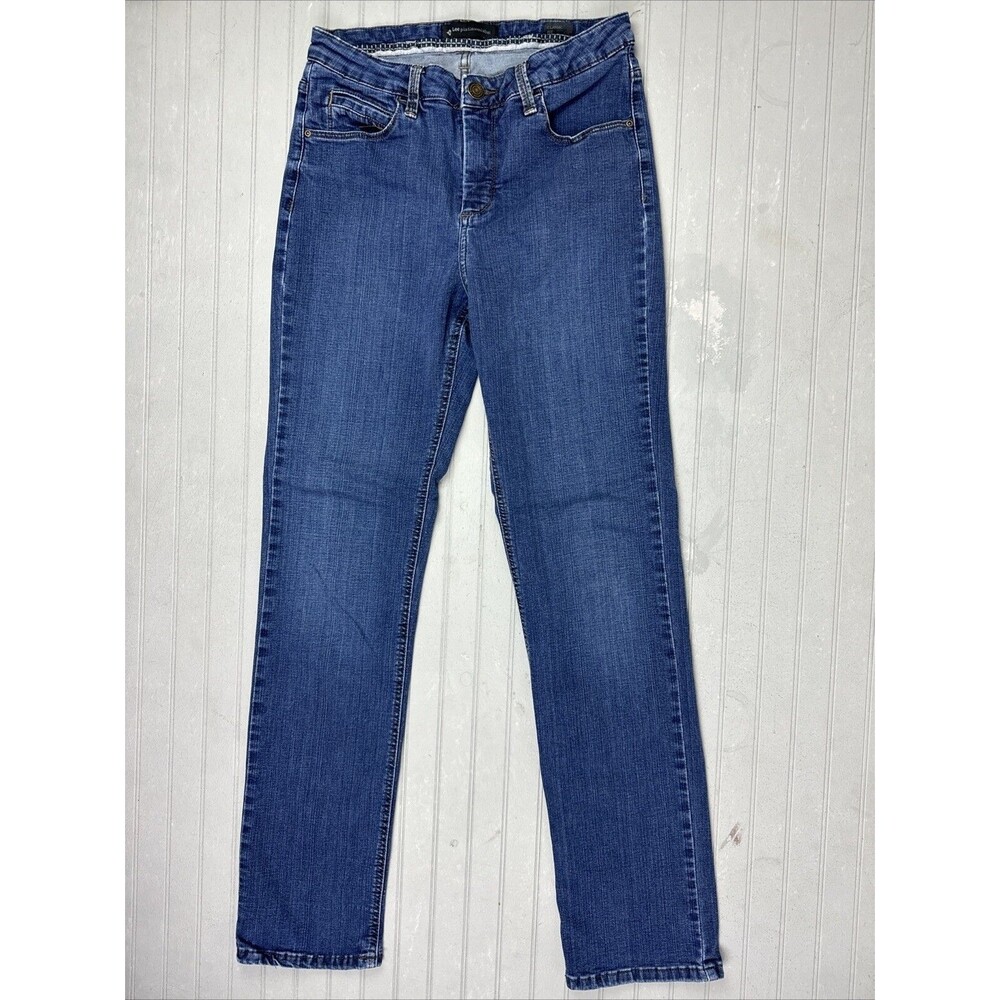 Lee Platinum Size 8 M Womens Jeans Classic Fit Straight Stretch Mid Rise Dark